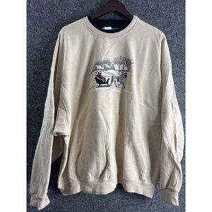Top Stitch By Morning Sun Beige Sweatshirt 3X Horse & Sleigh Winter Scene